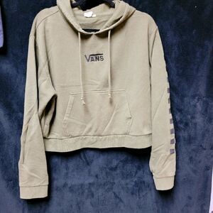 VANS ARMY GREEN CROPPED HOODIE